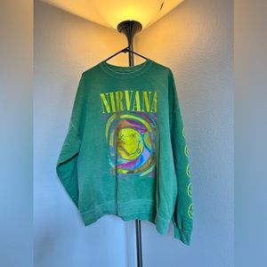 NIRVANA Green Crew Neck Sweater